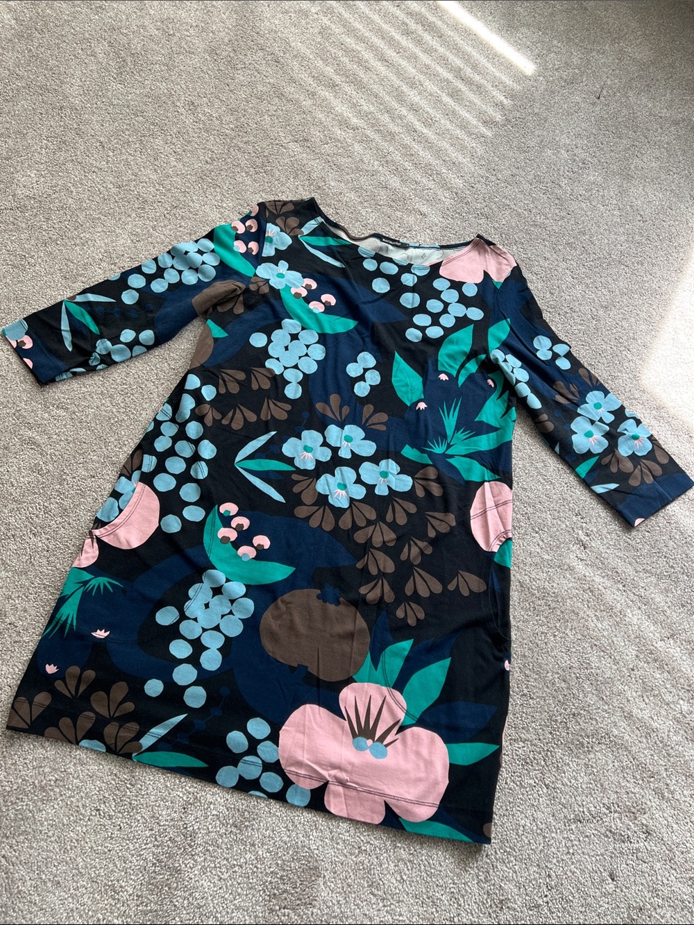 Marimekko Black Dress with Blue Dot Print
